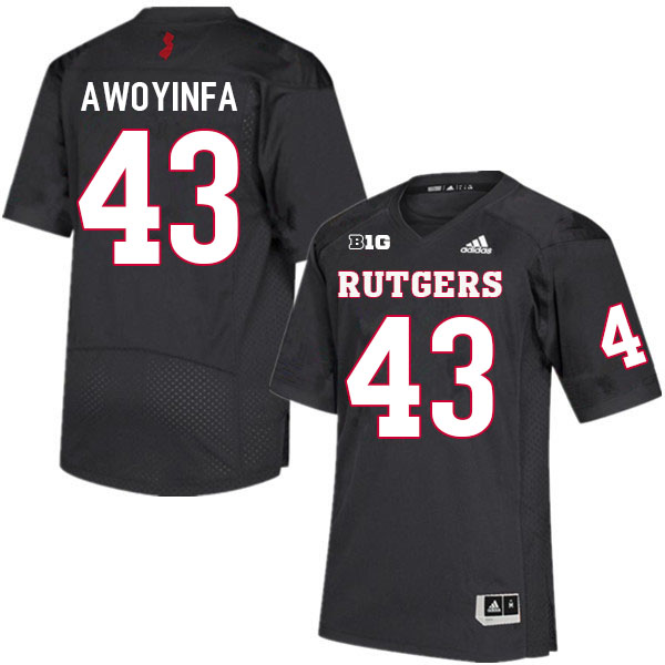 Men #43 Dami Awoyinfa Rutgers Scarlet Knights College Football Jerseys Sale-Black - Click Image to Close
